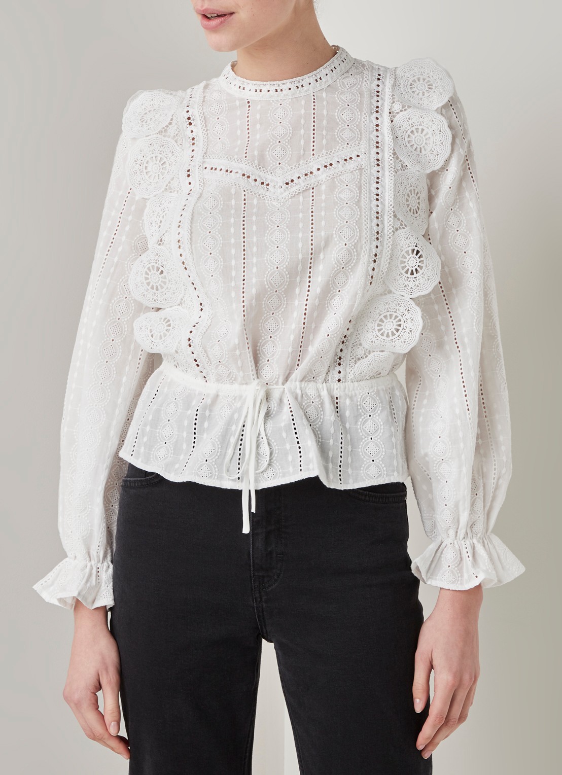 Laviane top van katoen met broderie - detail 4 wit