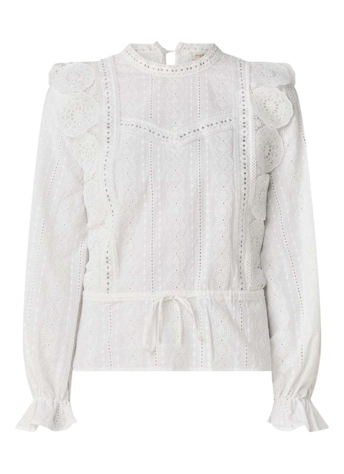 Laviane top van katoen met broderie - voorkant 2 wit