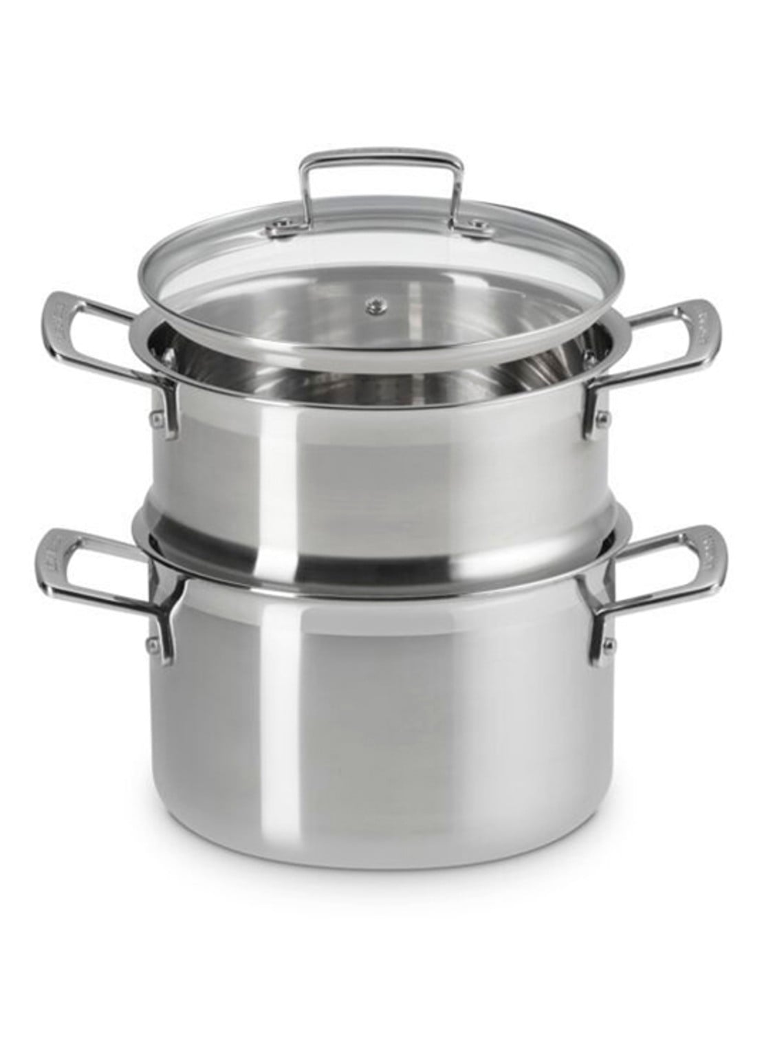 Le Creuset 3-ply kookpan met stoominzet 20 cm - achterkant 3 beige