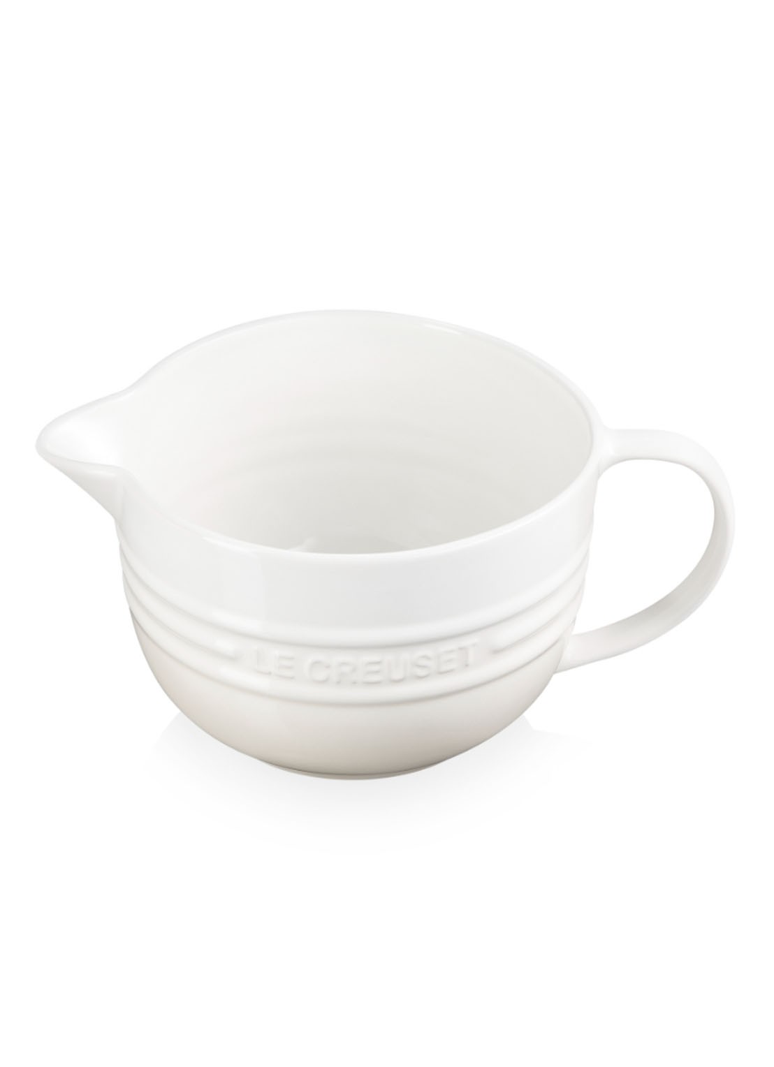 Le Creuset Beslagkom van aardewerk 2 liter - voorkant 2 meringue / beige