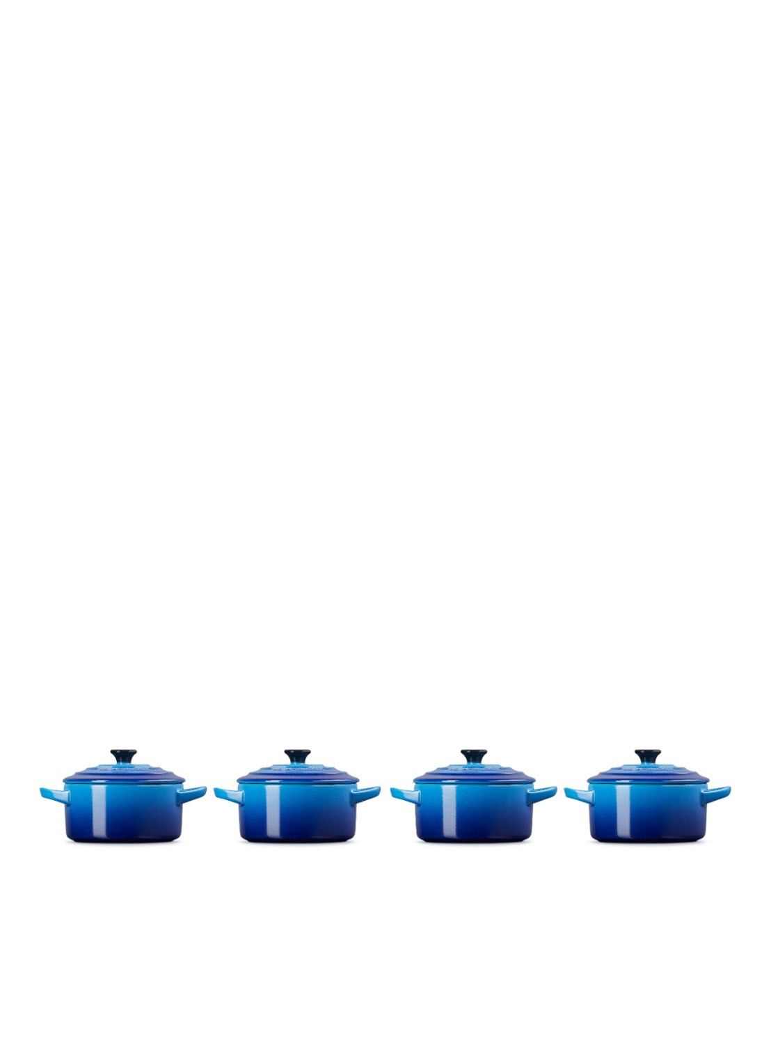 Le Creuset Braadpan ø 10 cm set van 4 - achterkant 6 azure / blauw