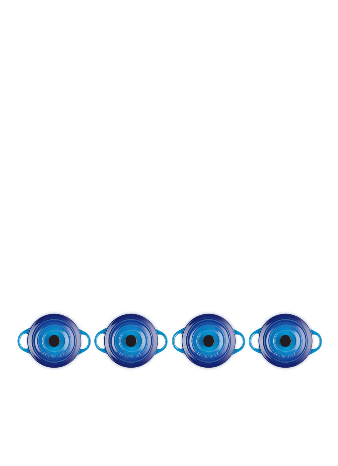 Le Creuset Braadpan ø 10 cm set van 4 - detail azure / blauw
