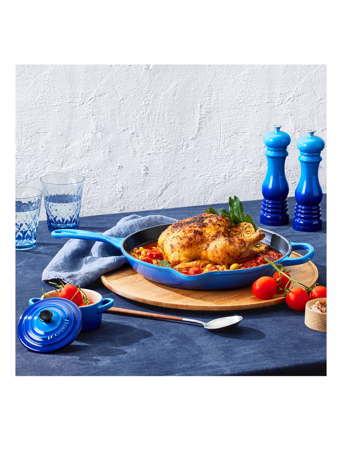 Le Creuset Braadpan ø 10 cm set van 4 - detail 3 azure / blauw