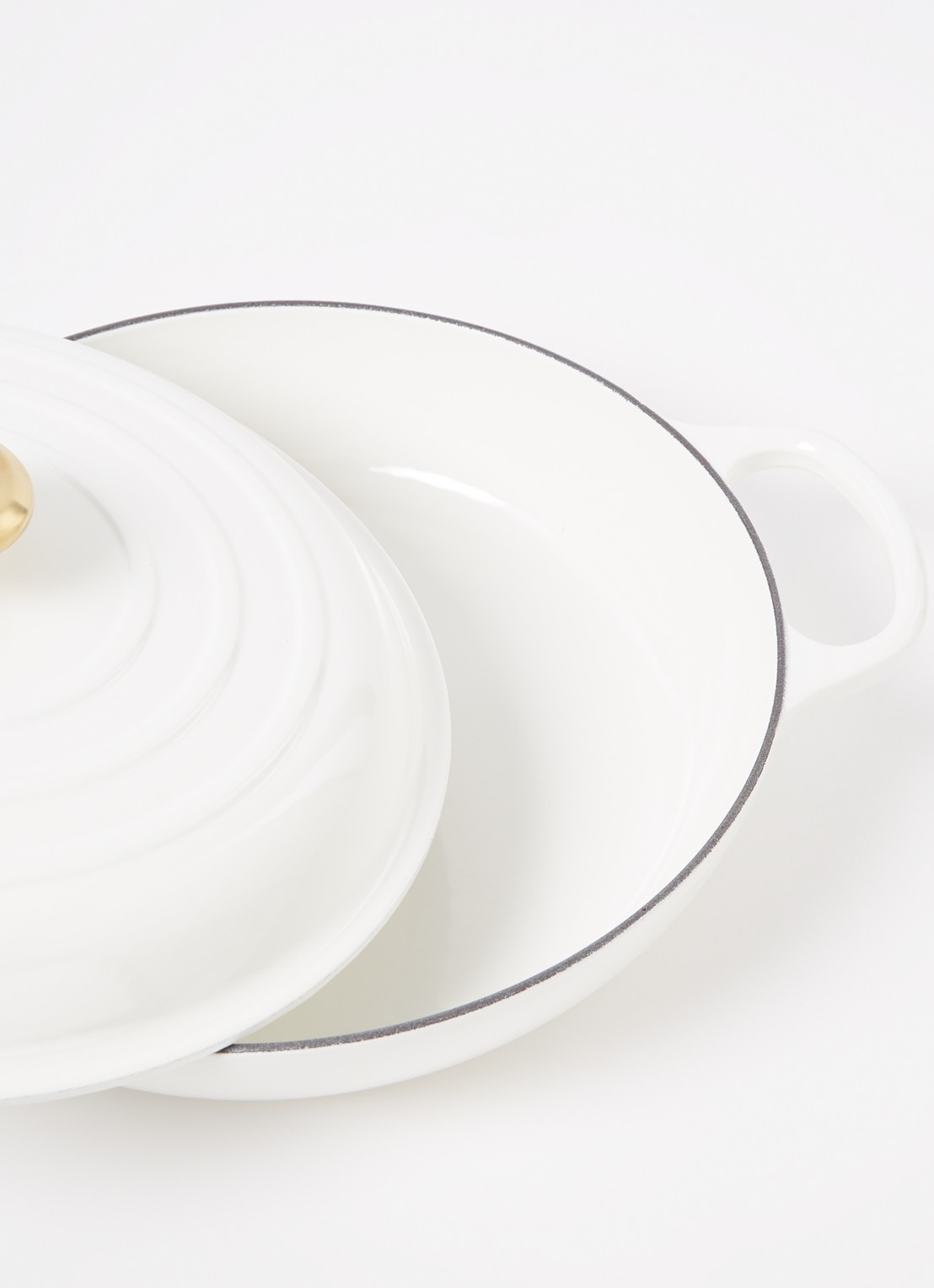 Le Creuset Campagnard braad-/stoofpan Ø30 cm - voorkant 2 white / wit