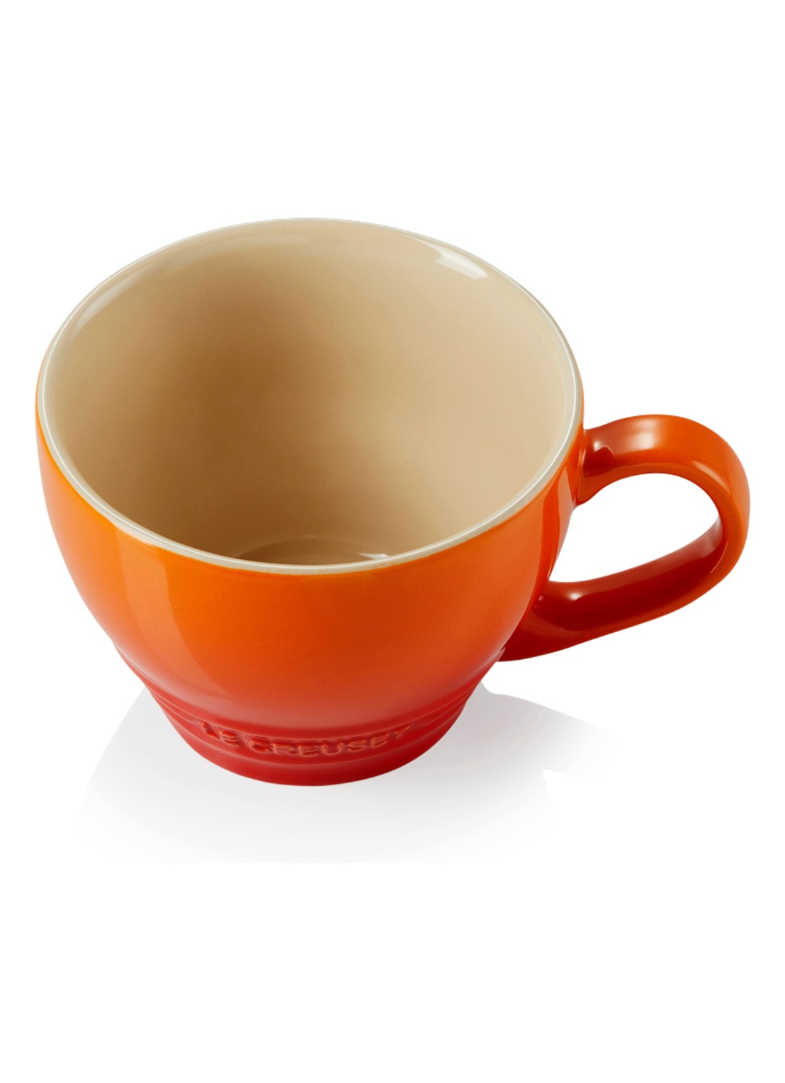Le Creuset Cappuccino mok 40 cl - detail oranjerood / oranje