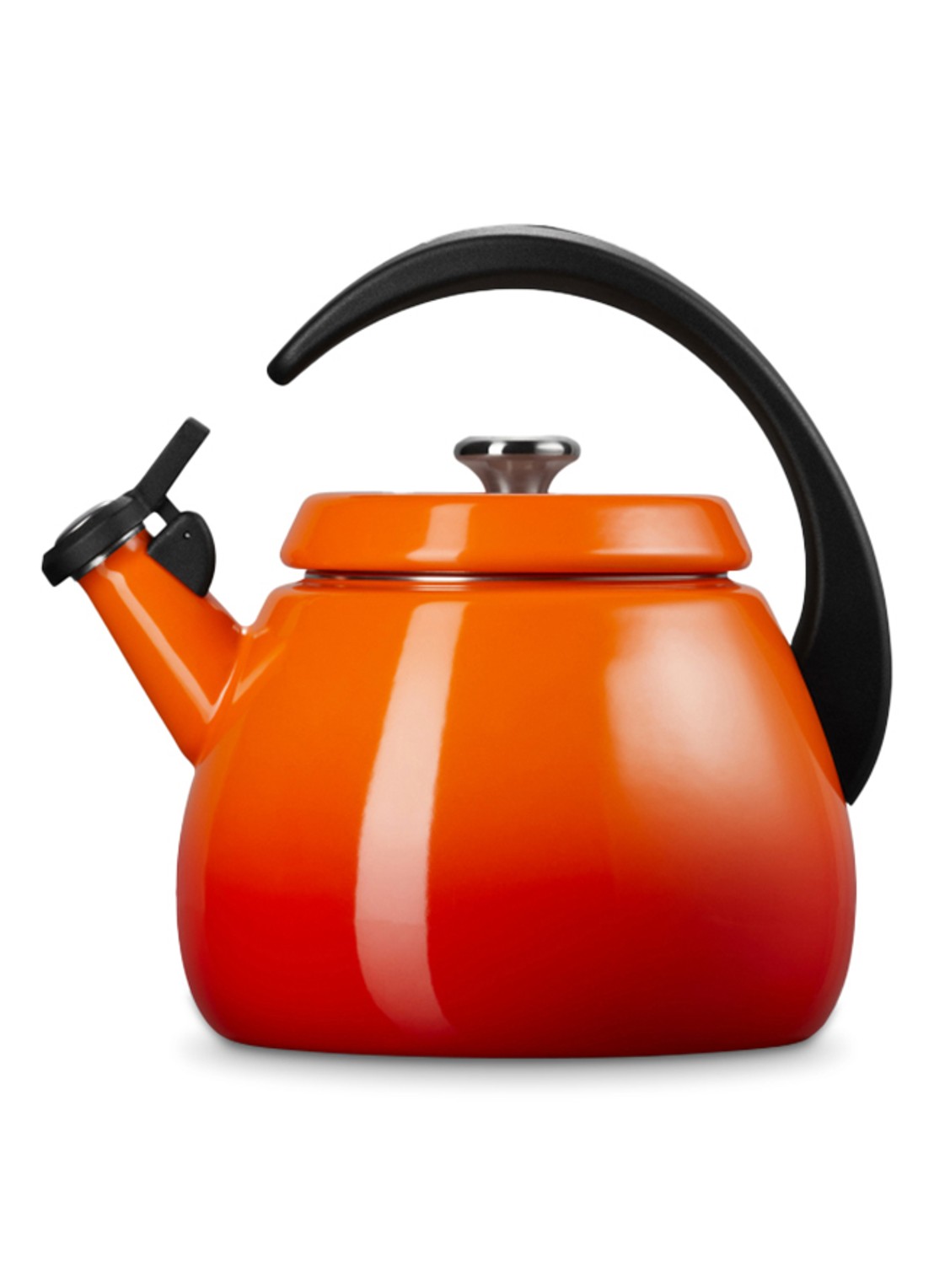 Le Creuset Cloche fluitketel 2,1 liter - achterkant 3 oranjerood