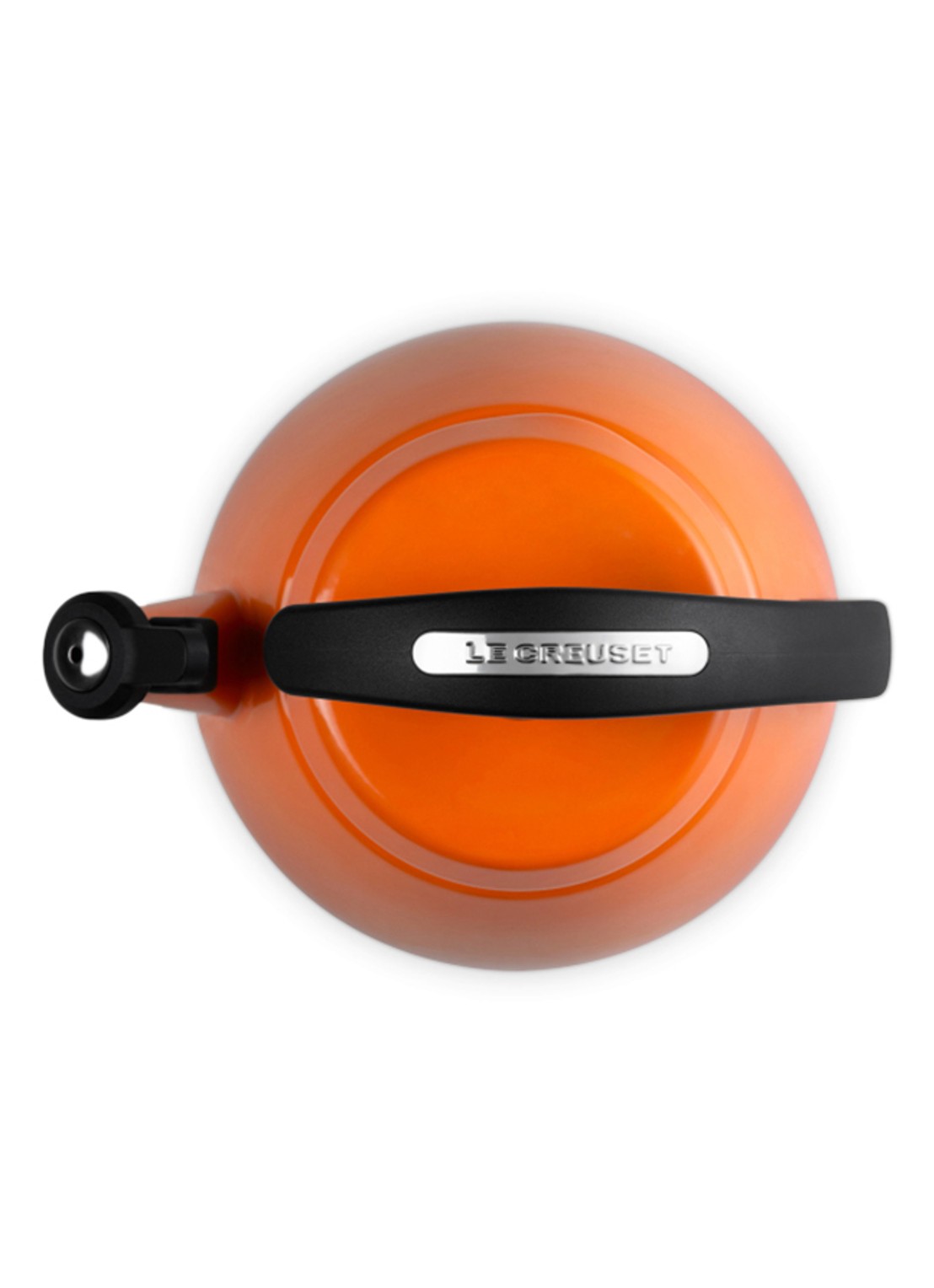 Le Creuset Cloche fluitketel 2,1 liter - detail oranjerood
