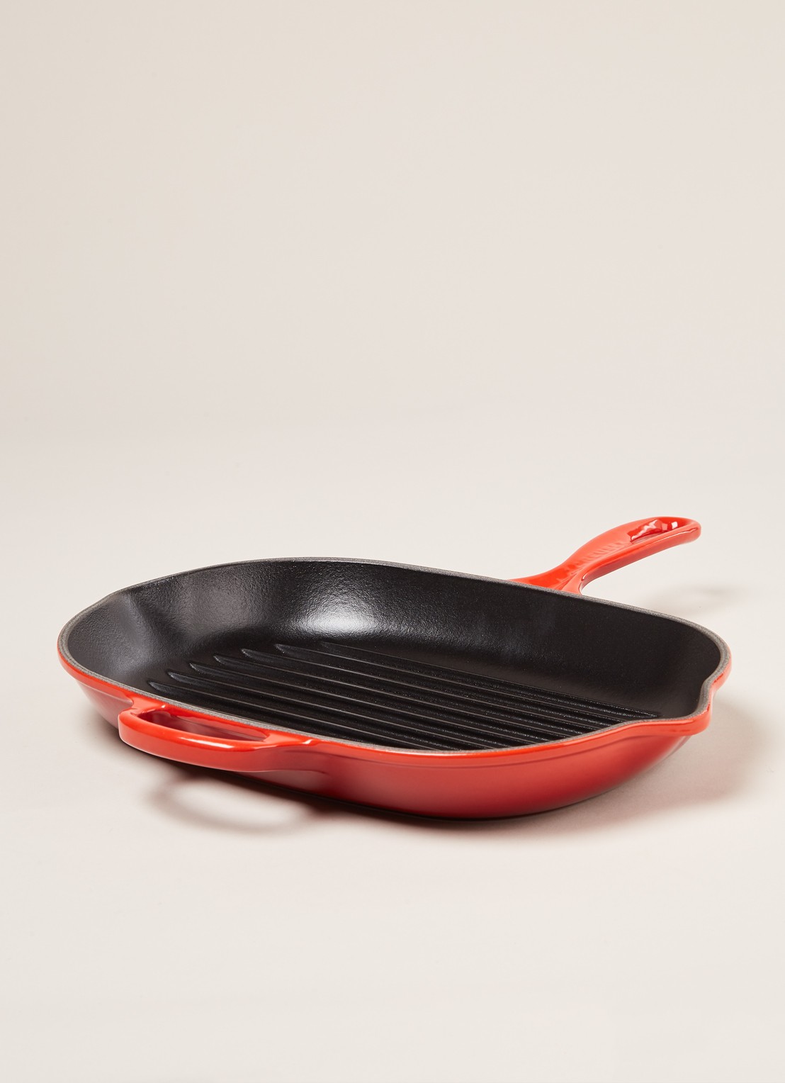 Le Creuset Grillpan ovaal 32 cm  - voorkant 2 kersenrood / rood