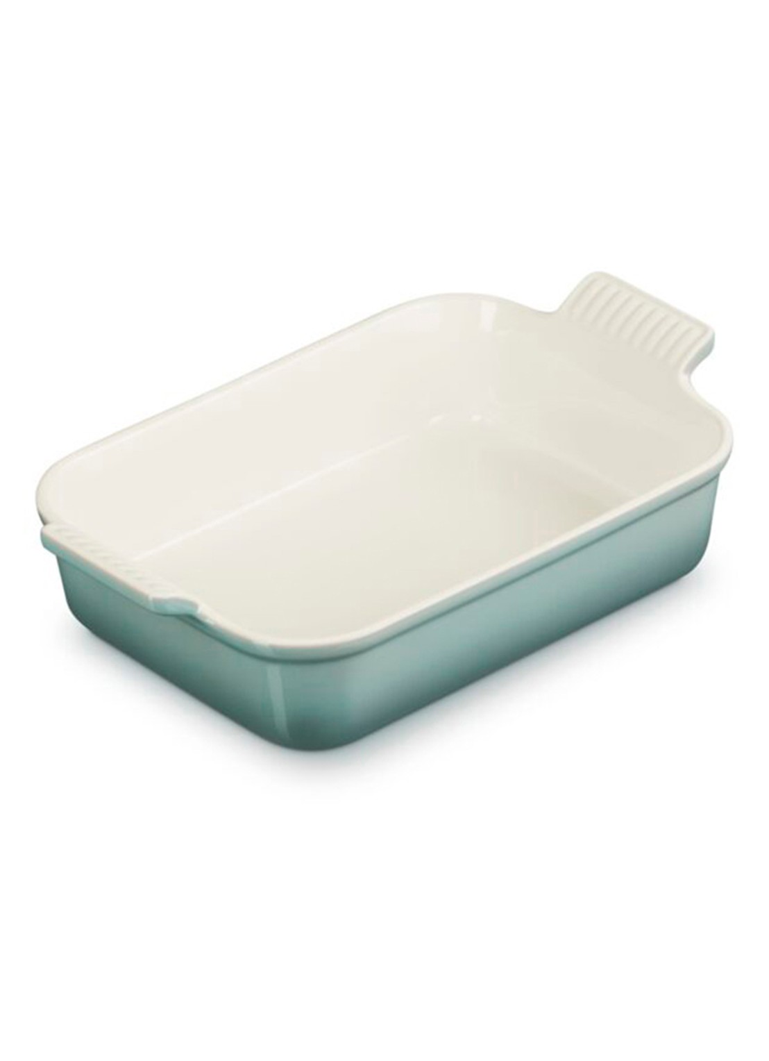 Le Creuset Heritage ovenschaal 26 cm - detail lichtgrijs