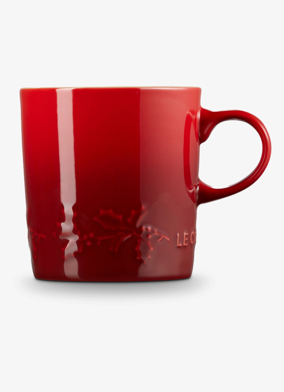 Le Creuset Holly mok 35 cl - achterkant 5 donkerrood