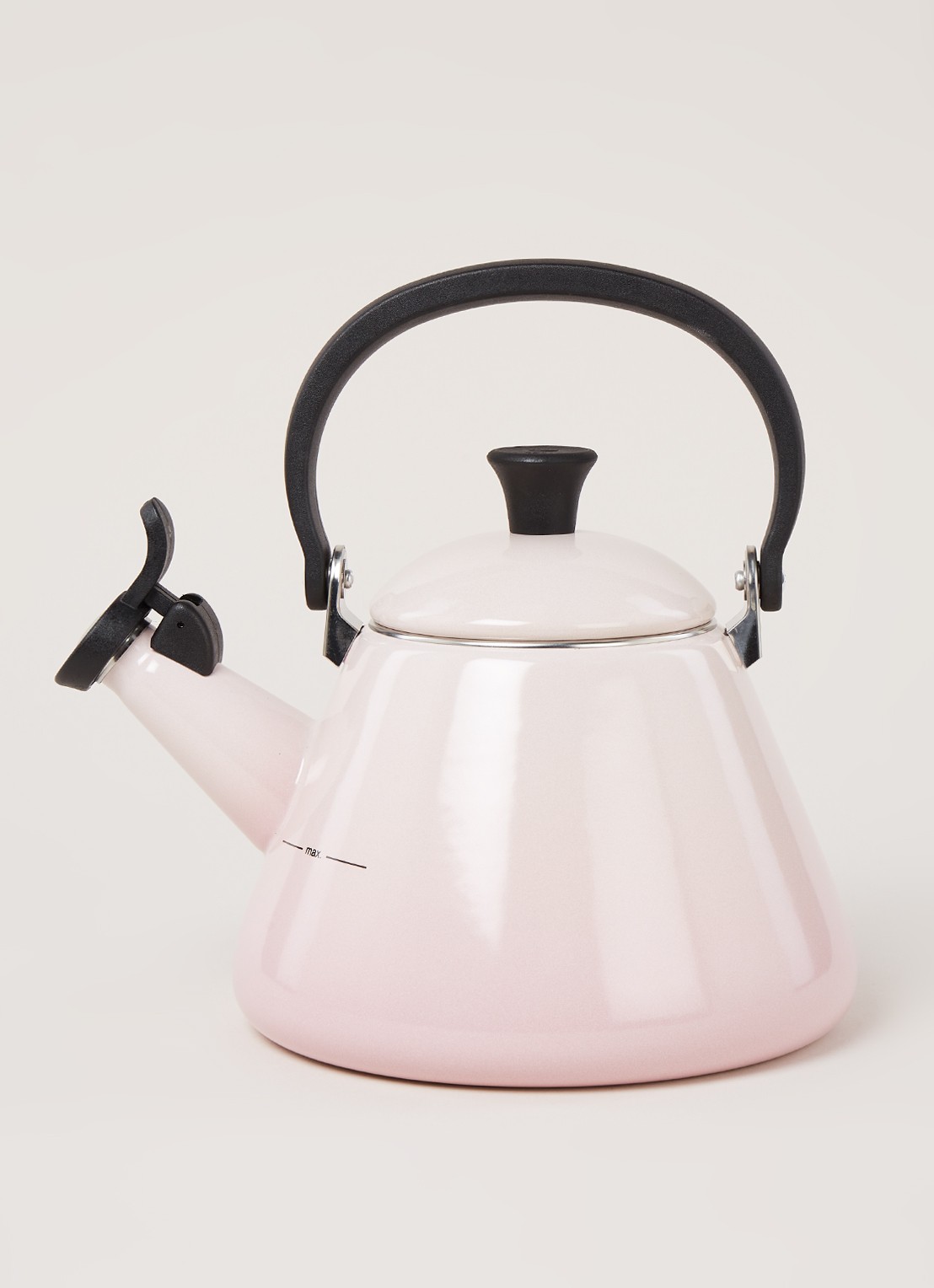 Le Creuset Kone fluitketel 1,6 liter - voorkant 2 shell pink / roze