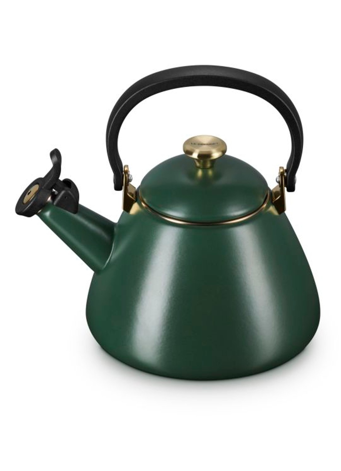 Le Creuset Kone Forêt fluitketel 1,6 liter - achterkant 4 donkergroen