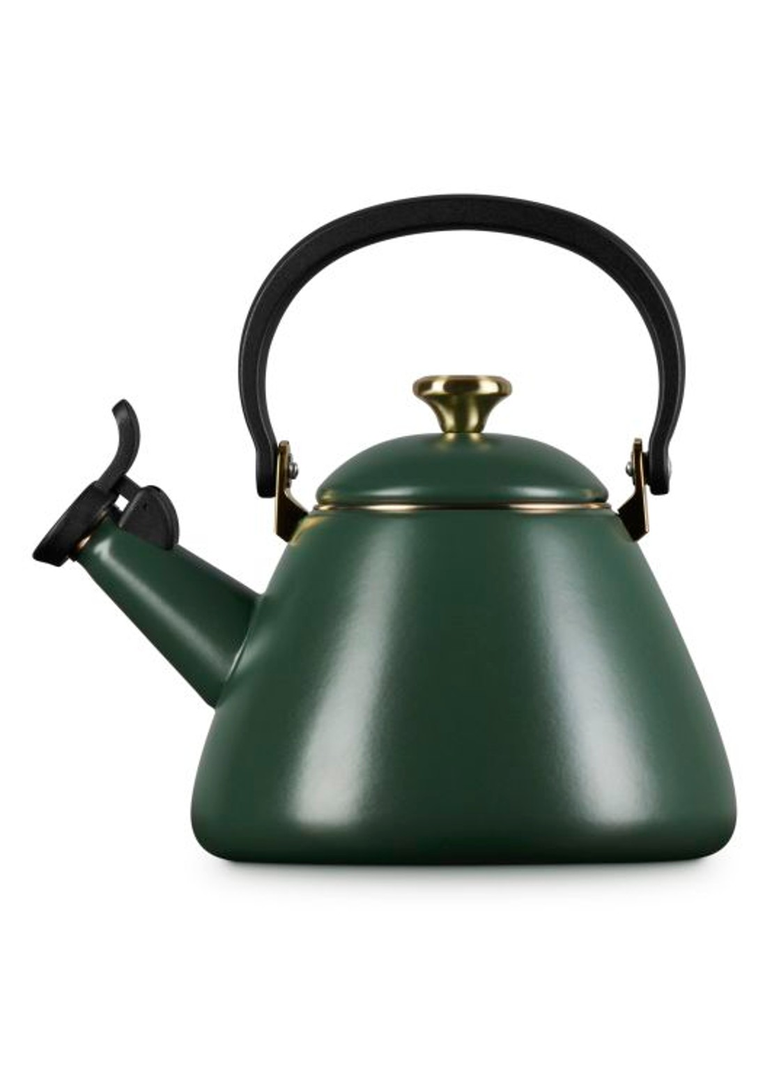 Le Creuset Kone Forêt fluitketel 1,6 liter - detail donkergroen
