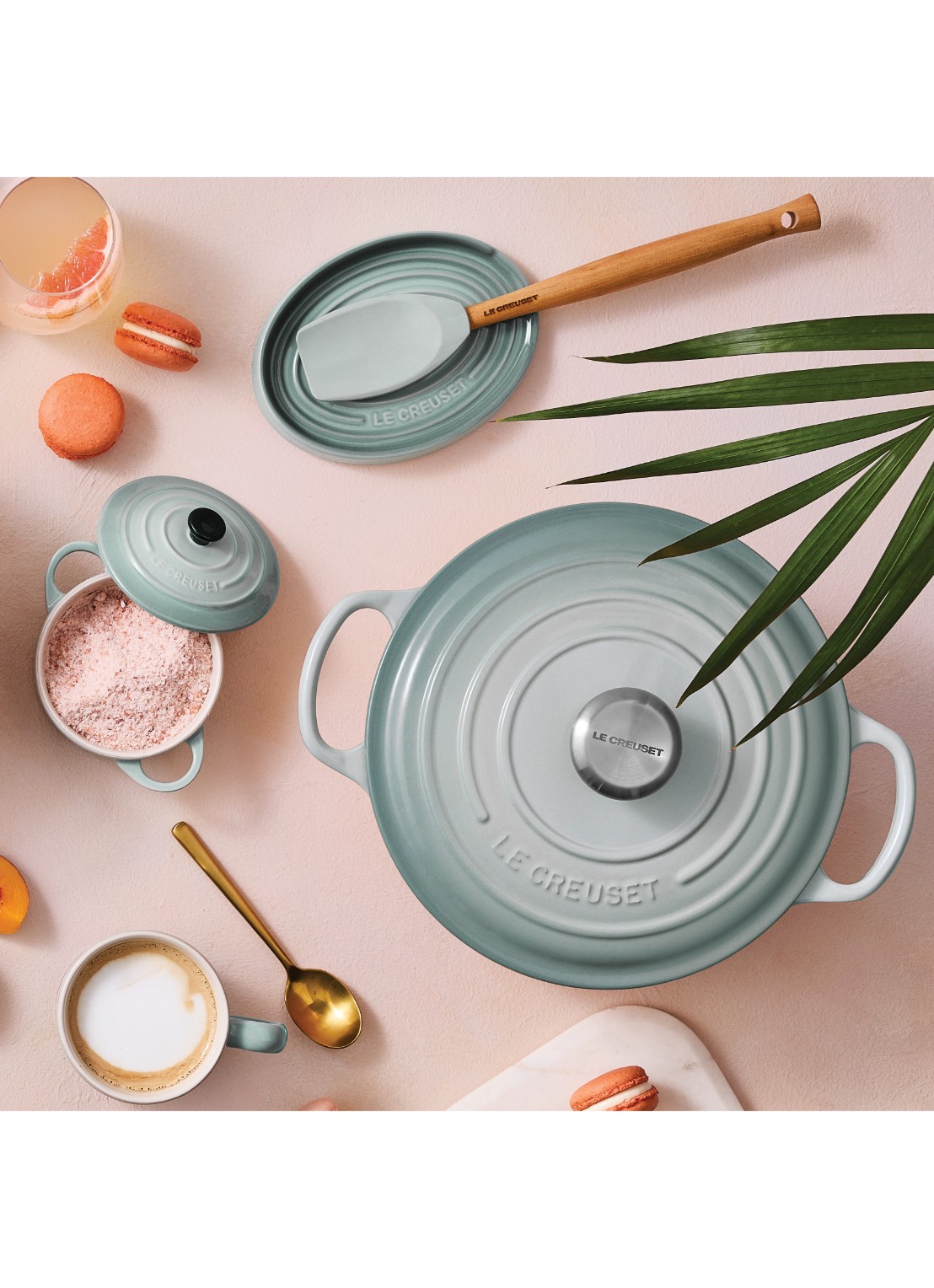 Le Creuset Lepelhouder 16 cm - voorkant 5 zeegroen