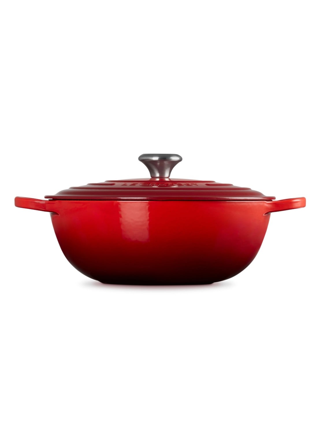 Le Creuset Marmite Signature soeppan Ø30 cm - achterkant 5 donkerrood