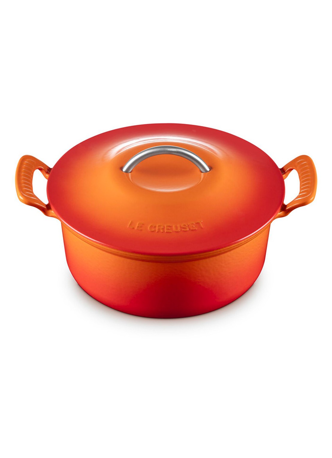 Le Creuset Modern Heritage braadpan 26 cm - detail oranjerood