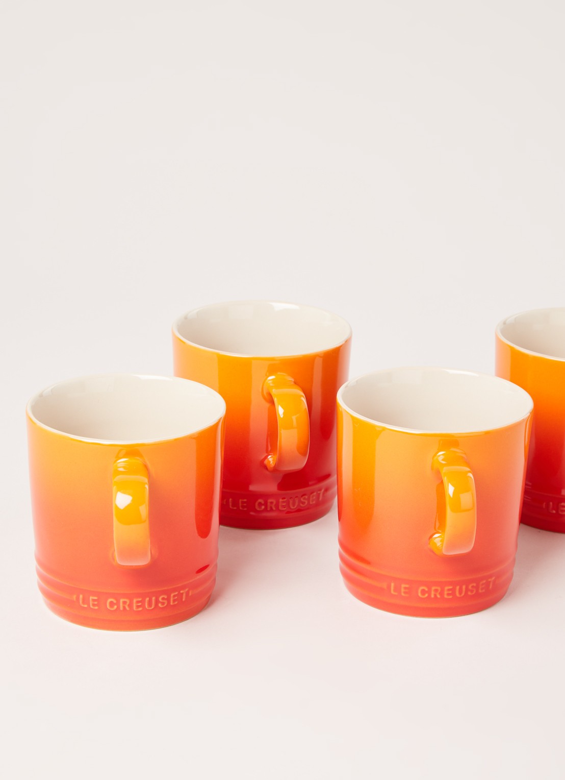 Le Creuset Mok 35 cl set van 4 - detail oranjerood / oranje