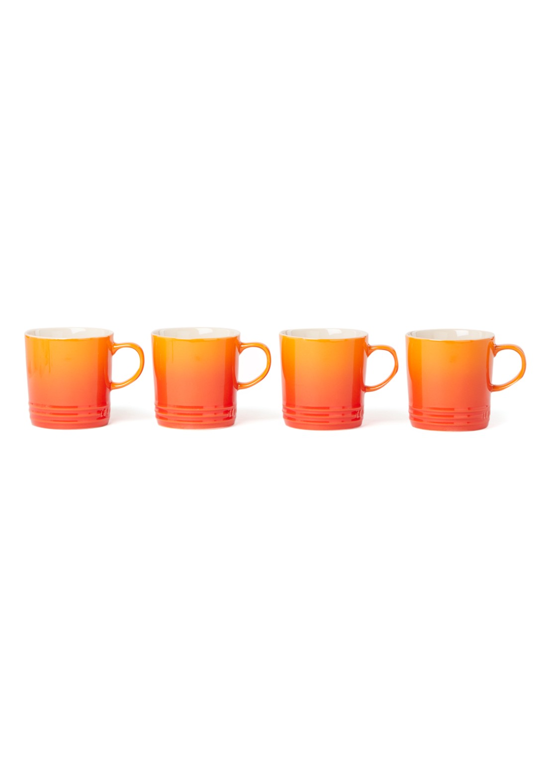 Le Creuset Mok 35 cl set van 4 - voorkant 2 oranjerood / oranje