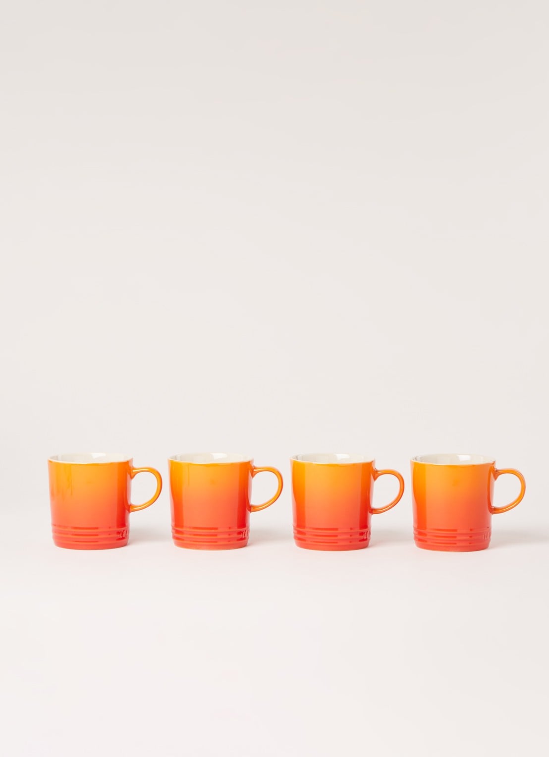 Le Creuset Mok 35 cl set van 4 - voorkant 3 oranjerood / oranje