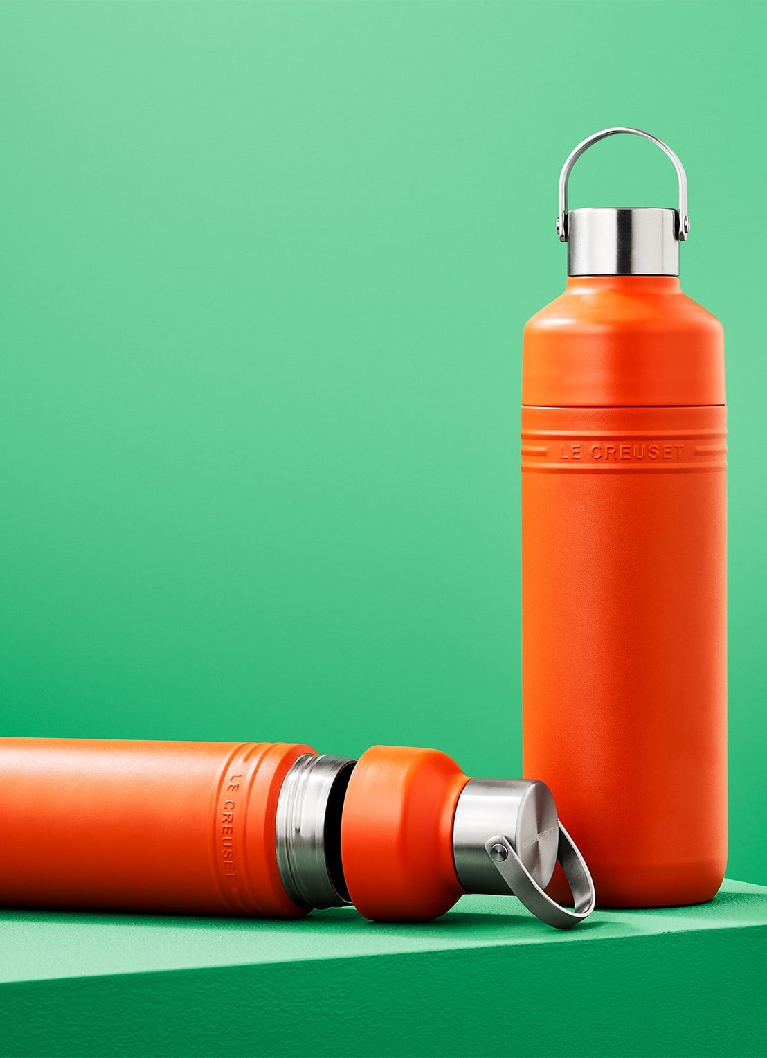 Le Creuset On The Go waterfles 0,5 liter - voorkant 2 oranje