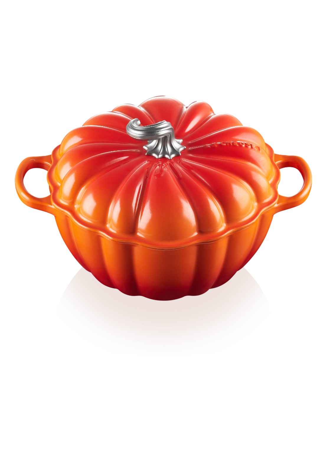 Le Creuset Pompoen Signature braadpan 24 cm - detail 3 oranjerood / oranje