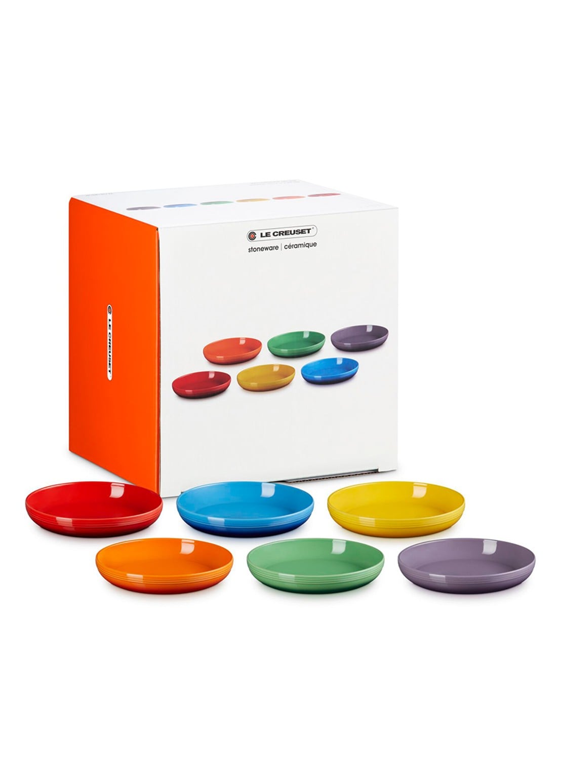 Le Creuset Rainbow diep bord 21,7 cm set van 6 - voorkant multicolor