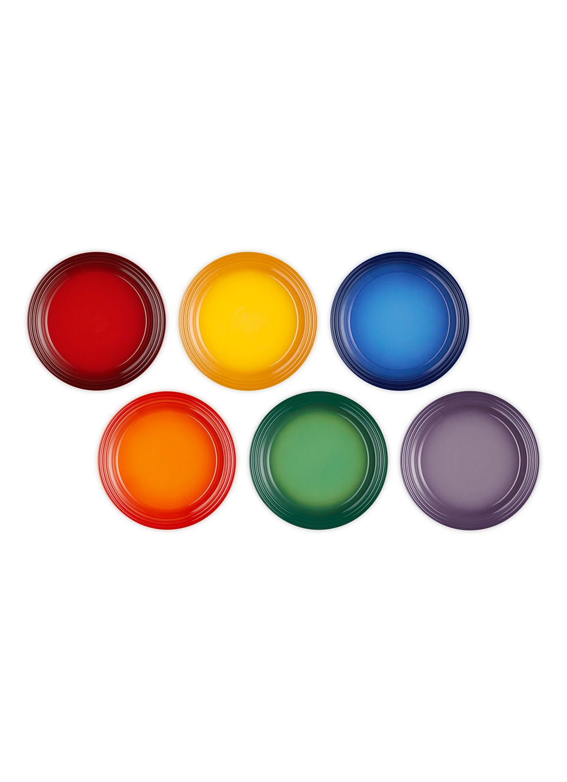 Le Creuset Rainbow dinerbord 27,3 cm set van 6 - detail rood