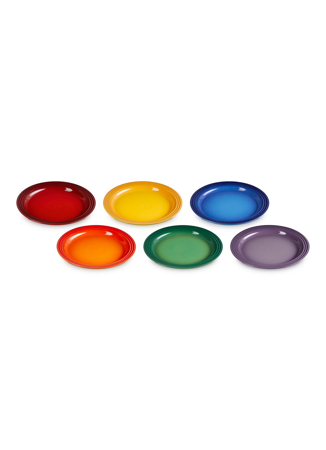 Le Creuset Rainbow dinerbord 27,3 cm set van 6 - voorkant 3 rood
