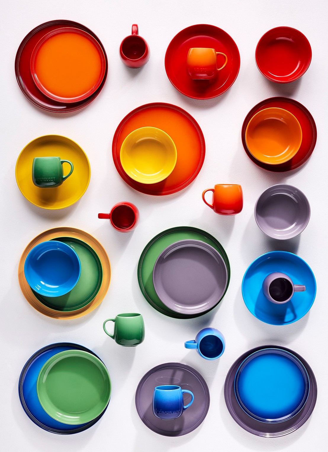 Le Creuset Rainbow dinerbord 27 cm set van 6 - achterkant 3 rood