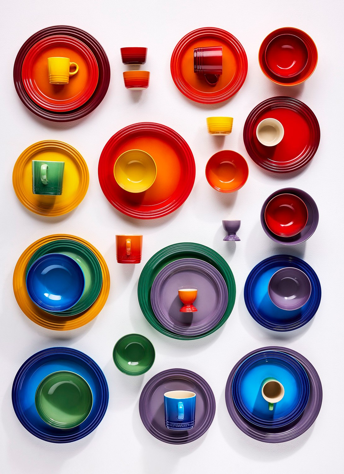 Le Creuset Rainbow eierdop 5,9 cm set van 6 - achterkant 2 rood