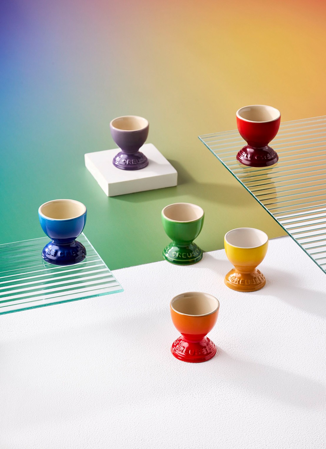 Le Creuset Rainbow eierdop 5,9 cm set van 6 - voorkant 4 rood
