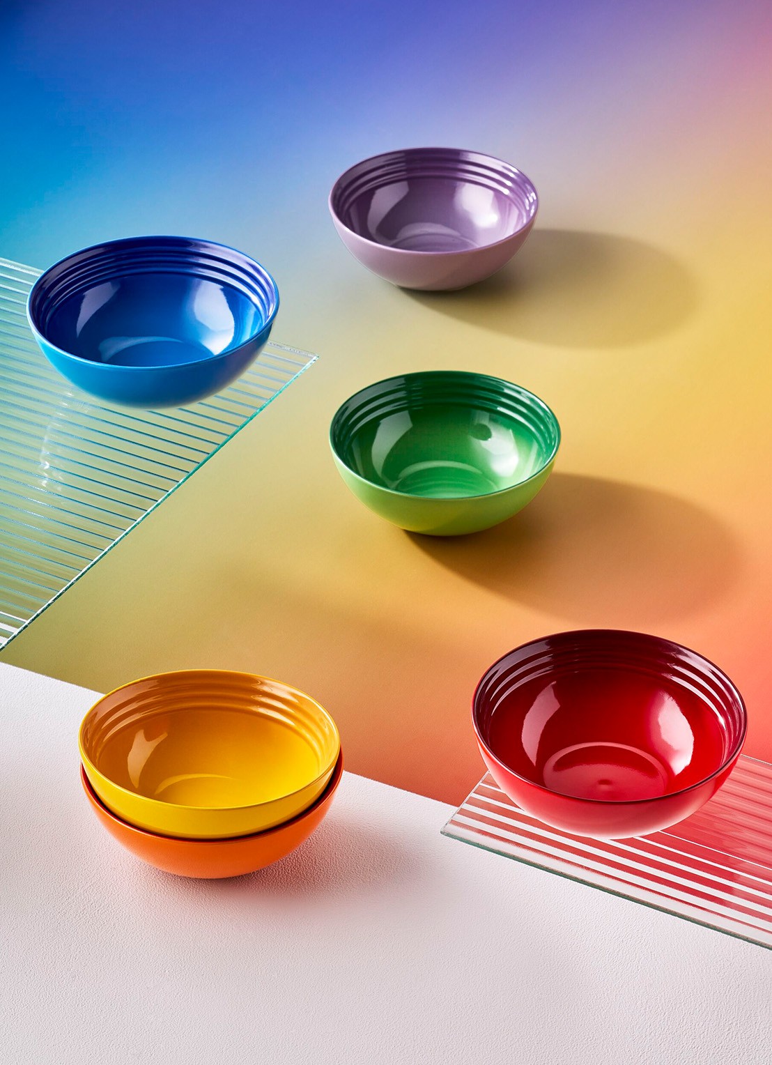 Le Creuset Rainbow kom 16,2 cm set van 6 - detail rood