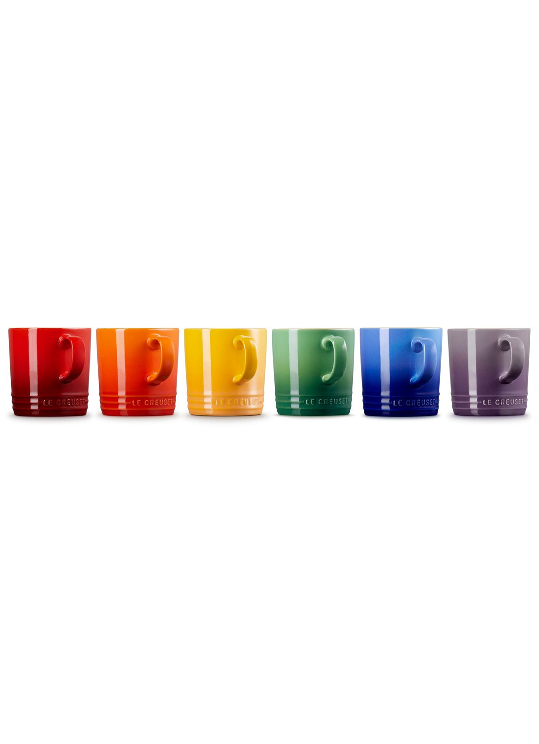 Le Creuset Rainbow mok 35 cl set van 6 - detail rood