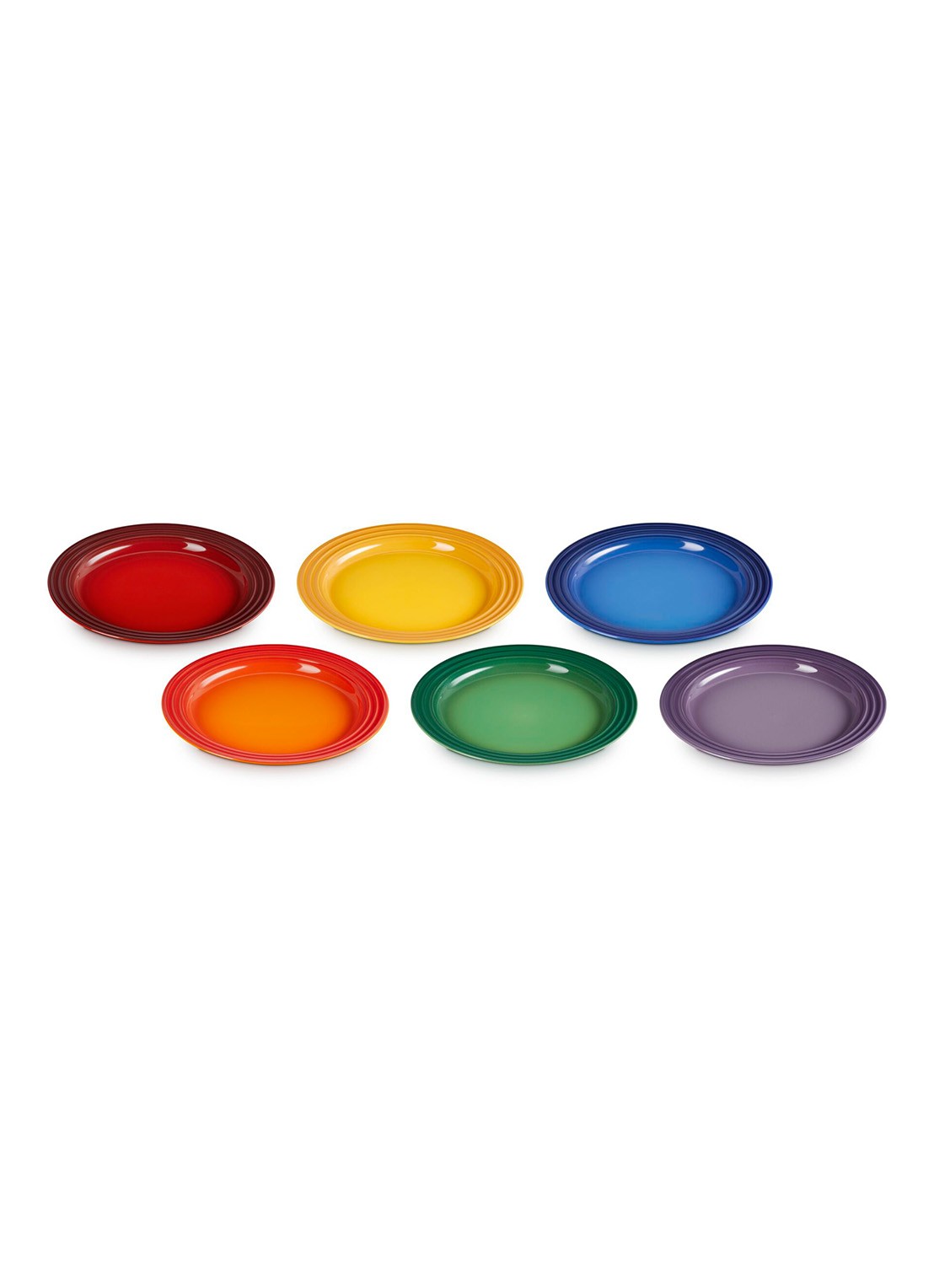 Le Creuset Rainbow ontbijtbord 21,8 cm set van 6 - voorkant rood