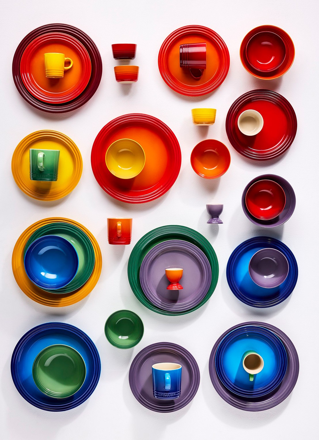 Le Creuset Rainbow ontbijtbord 21,8 cm set van 6 - voorkant 2 rood