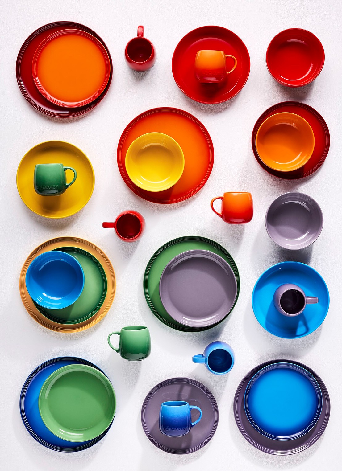 Le Creuset Rainbow ontbijtbord 22 cm set van 6 - achterkant 5 rood