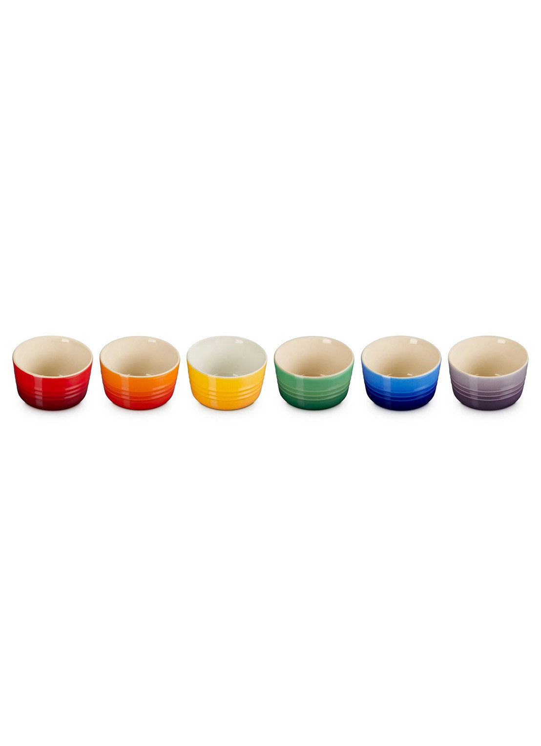 Le Creuset Rainbow ramekin 10 cl set van 6 - detail rood