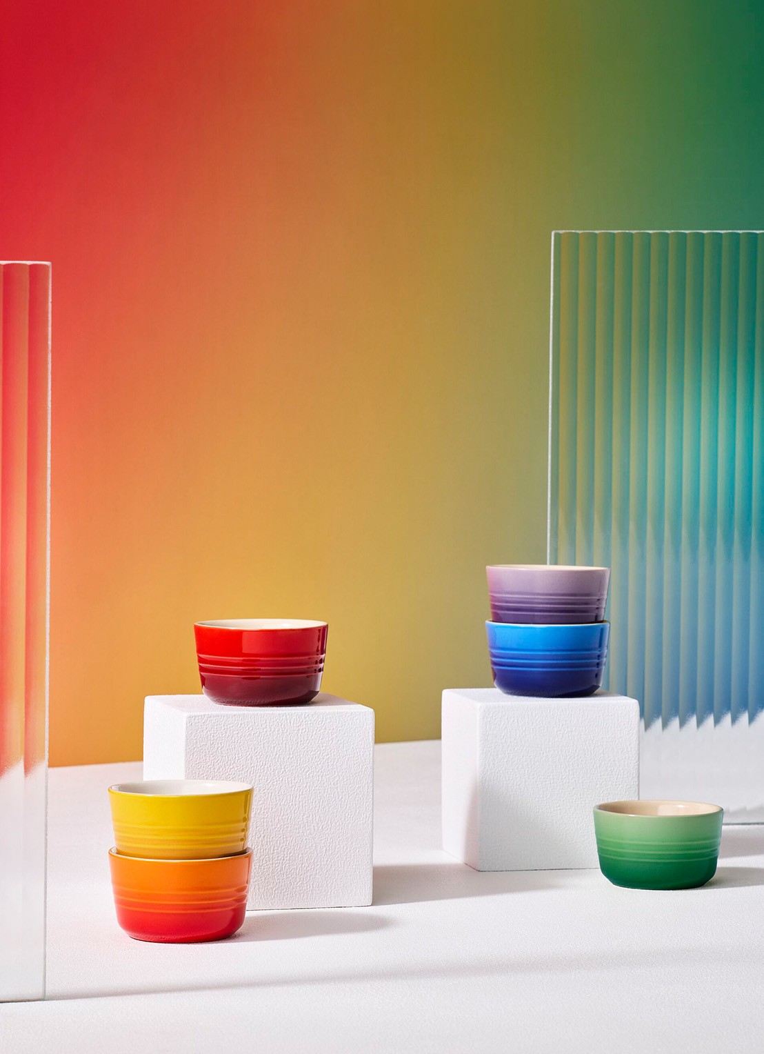 Le Creuset Rainbow ramekin 10 cl set van 6 - voorkant 3 rood