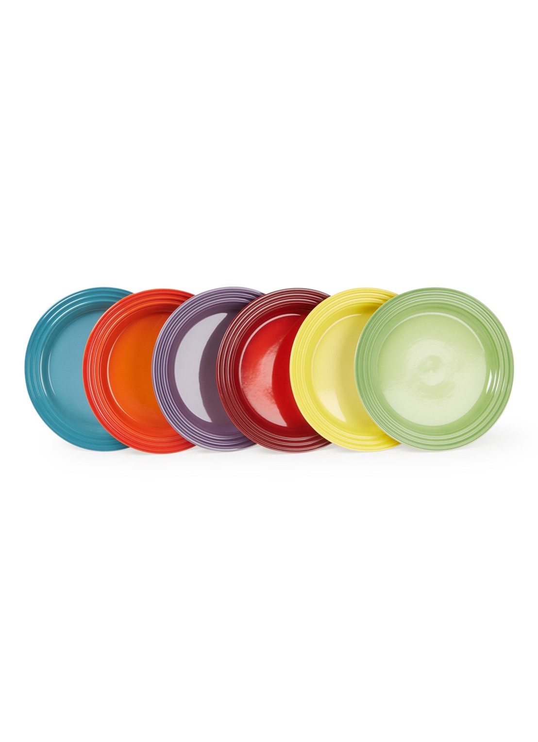 Le Creuset Regenboog ontbijtbord 22 cm set van 6 - voorkant 5 multicolour / multicolor