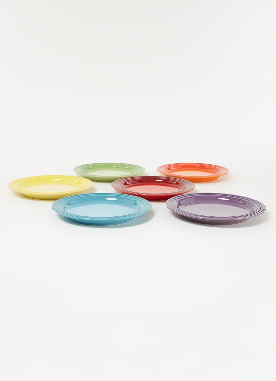Le Creuset Regenboog ontbijtbord 22 cm set van 6 - voorkant 6 multicolour / multicolor