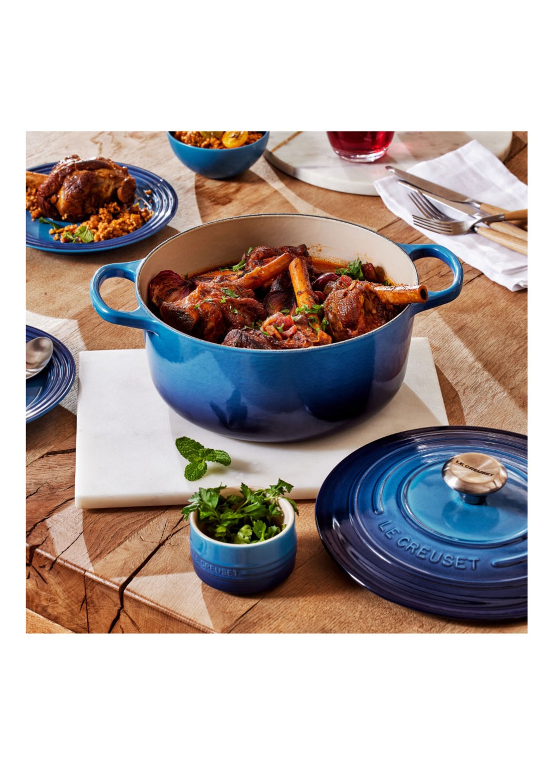 Le Creuset Signature braad-/stoofpan Ø20 cm - detail 6 azure / blauw