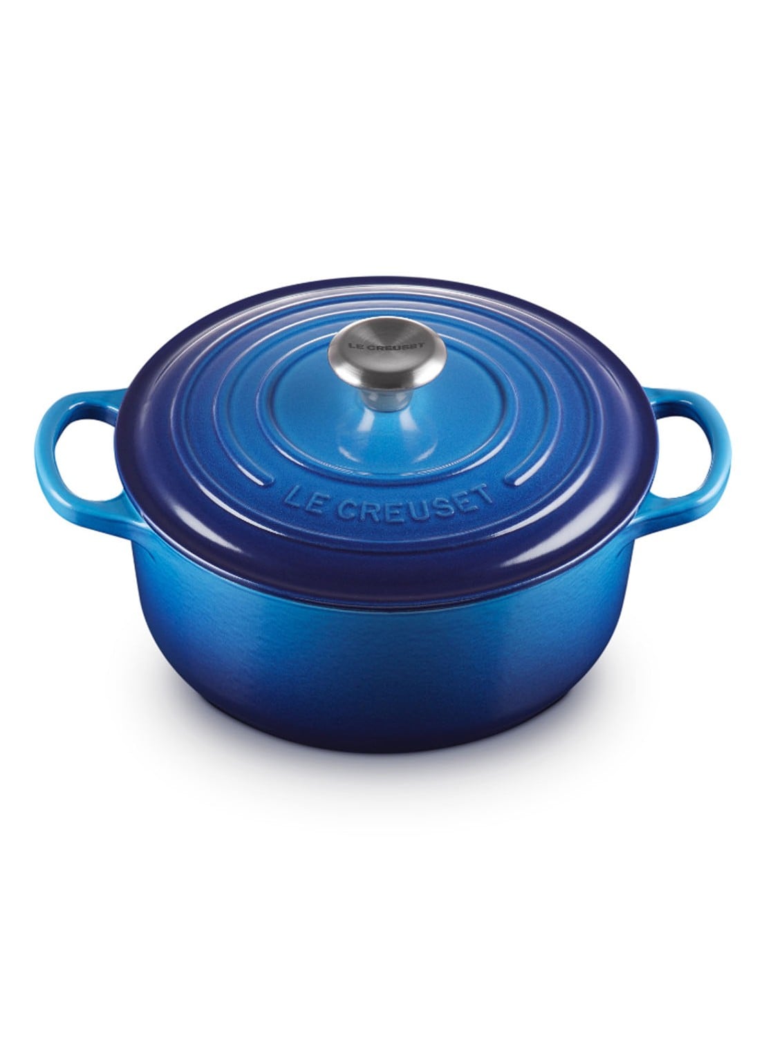 Le Creuset Signature braad-/stoofpan Ø20 cm - voorkant azure / blauw
