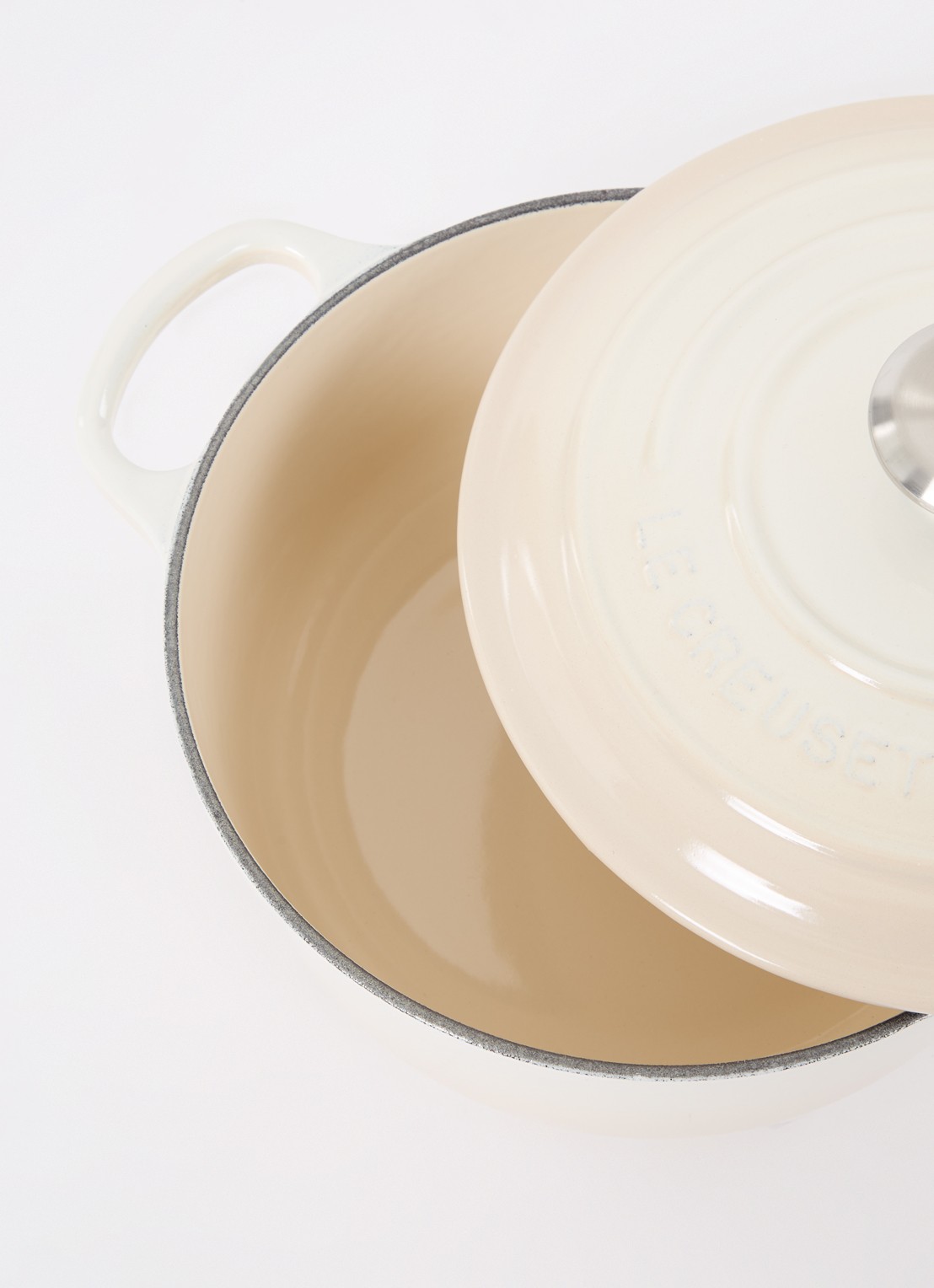 Le Creuset Signature braad-/stoofpan Ø20 cm - voorkant 2 meringue / beige