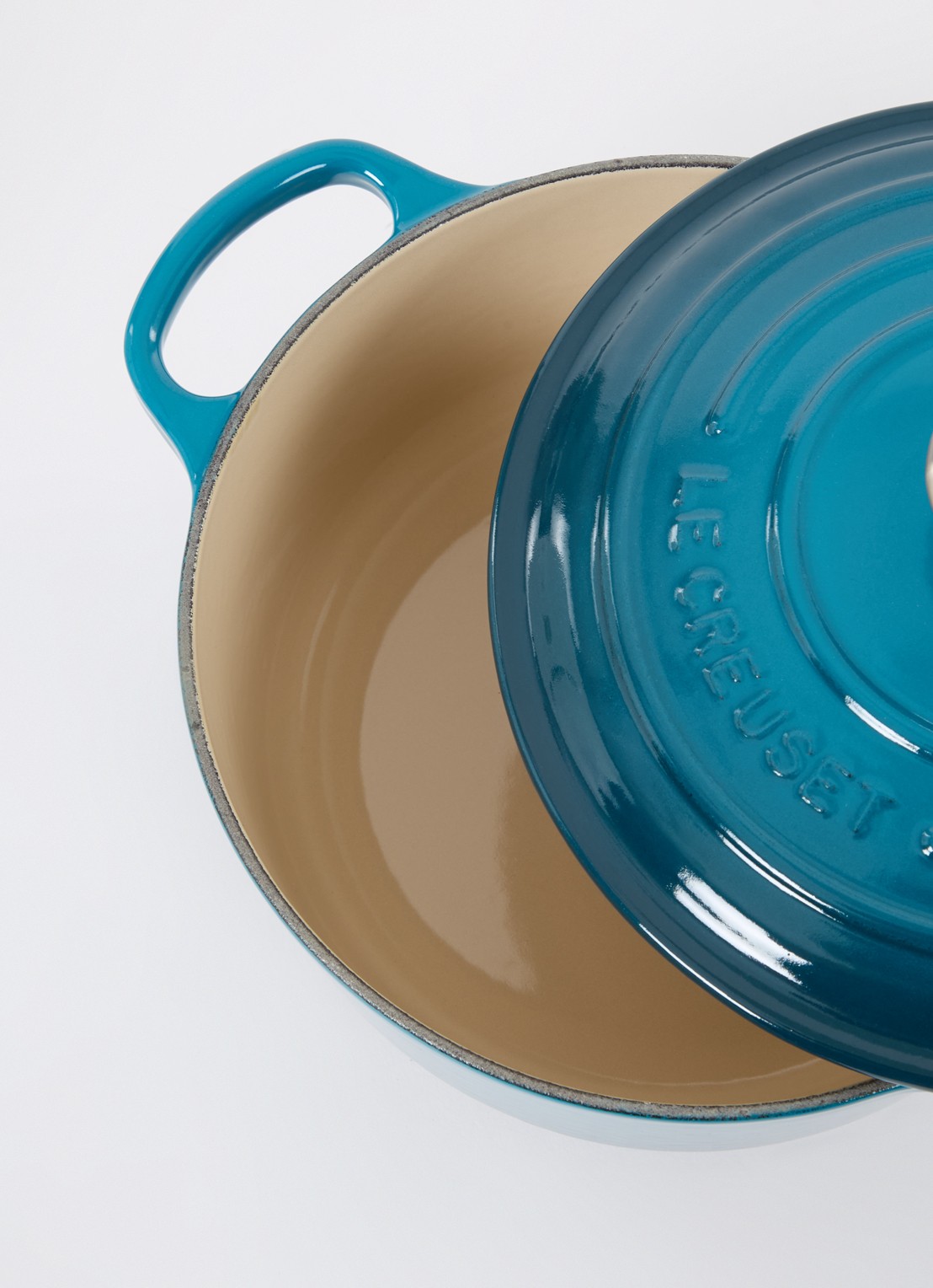 Le Creuset Signature braad-/stoofpan Ø20 cm - voorkant 2 deep teal / blauw