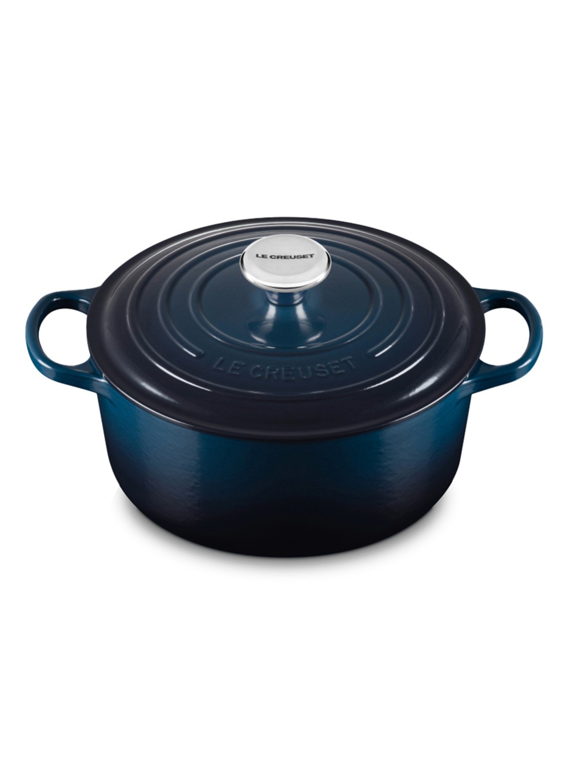 Le Creuset Signature braad-/stoofpan Ø24 cm - voorkant 7 donkerblauw