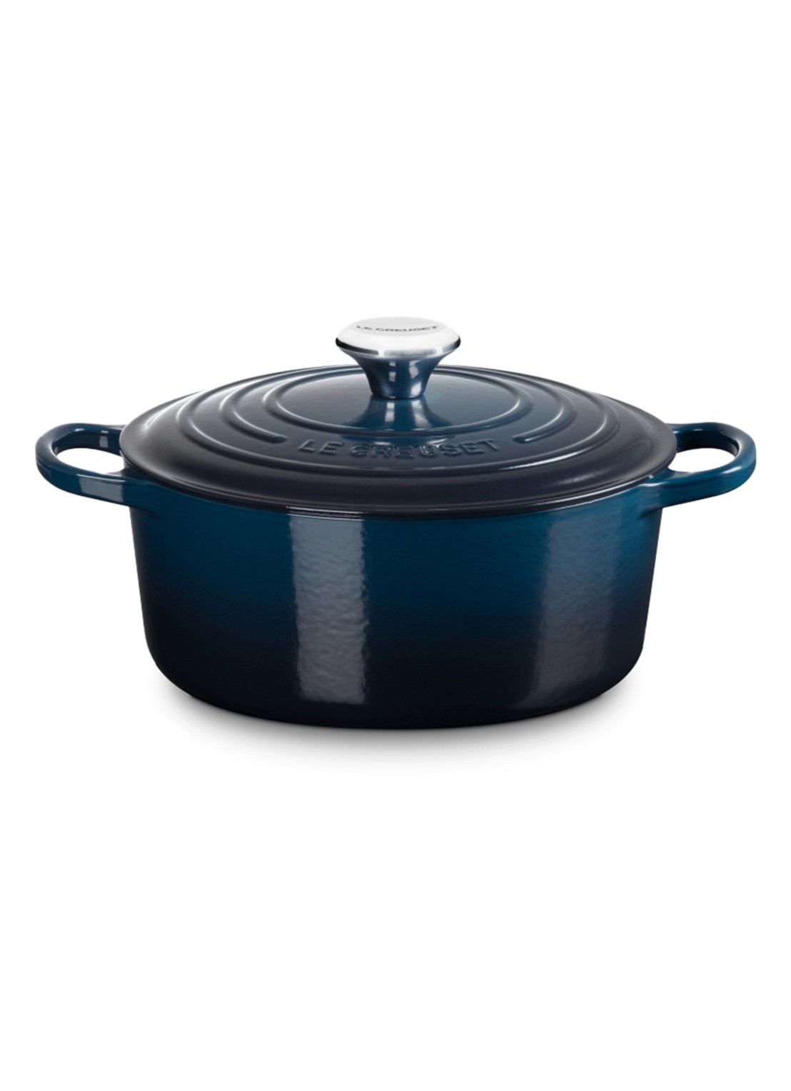 Le Creuset Signature braad-/stoofpan Ø24 cm - voorkant 8 donkerblauw