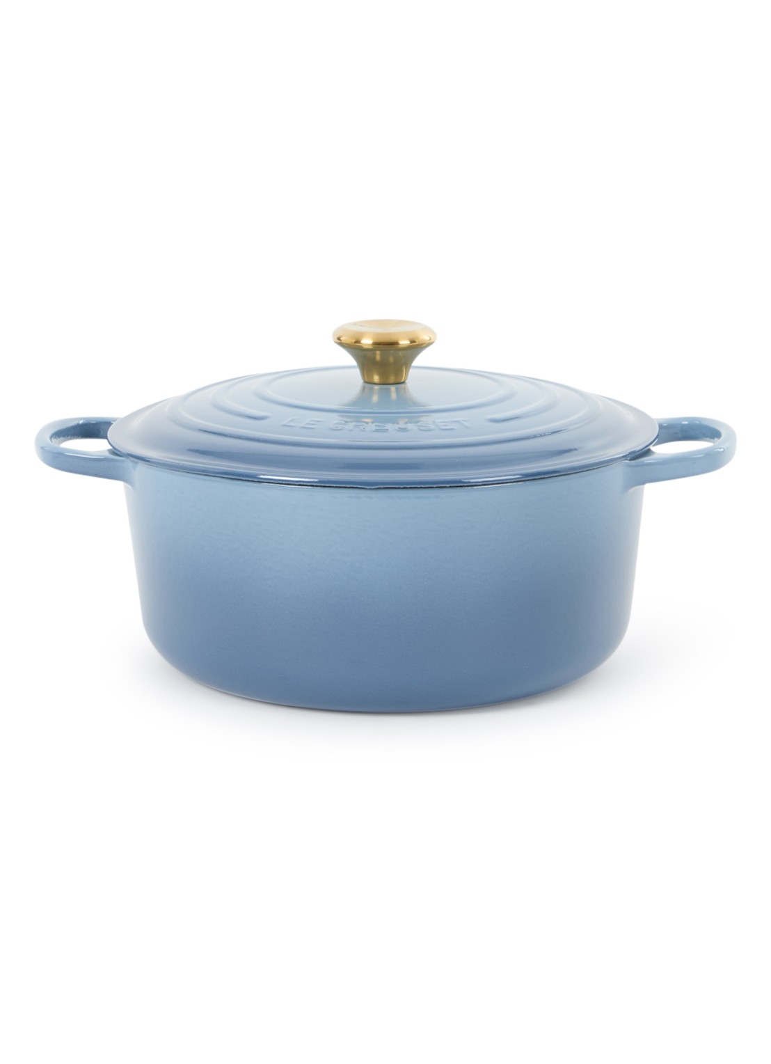 Le Creuset Signature braad-/stoofpan Ø28 cm - voorkant chambray / blauw