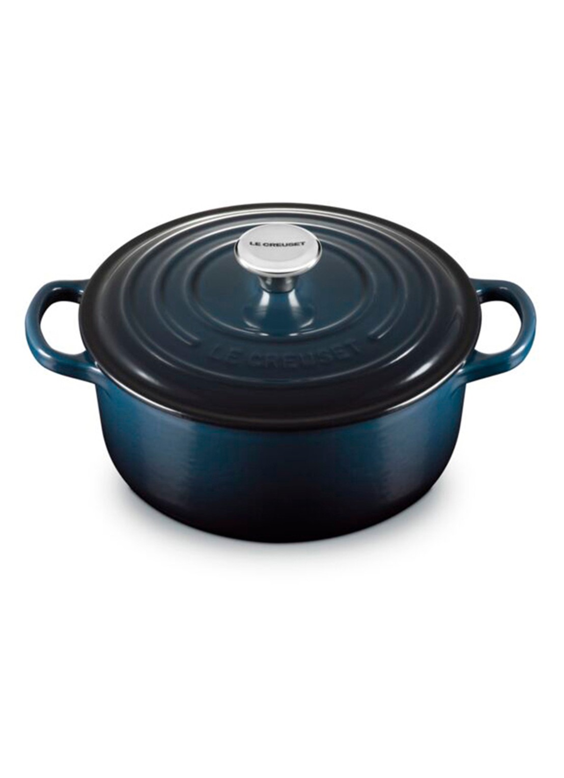 Le Creuset Signature braadpan 20 cm - voorkant 2 donkerblauw