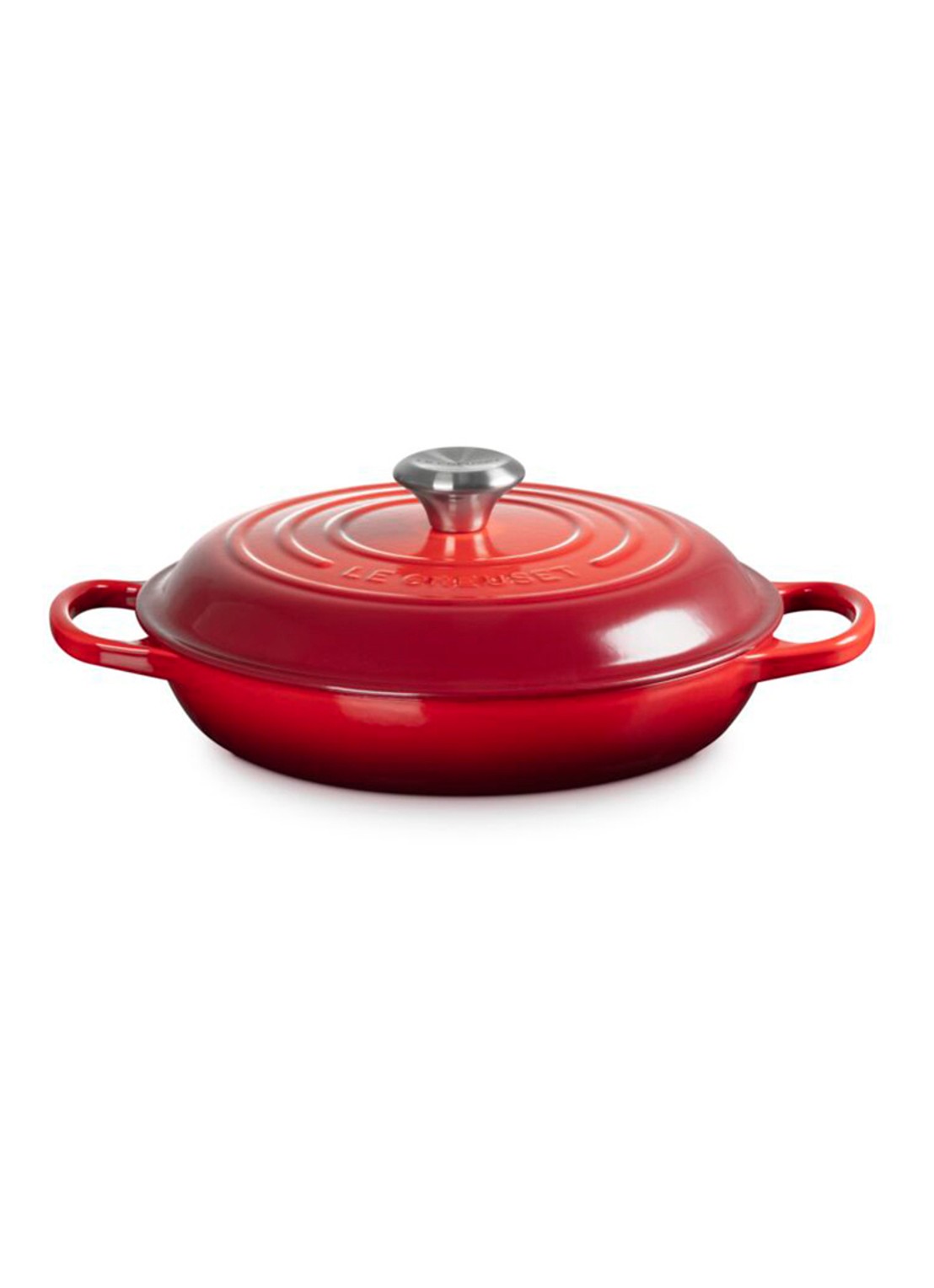 Le Creuset Signature braadpan 26 cm - voorkant donkerrood