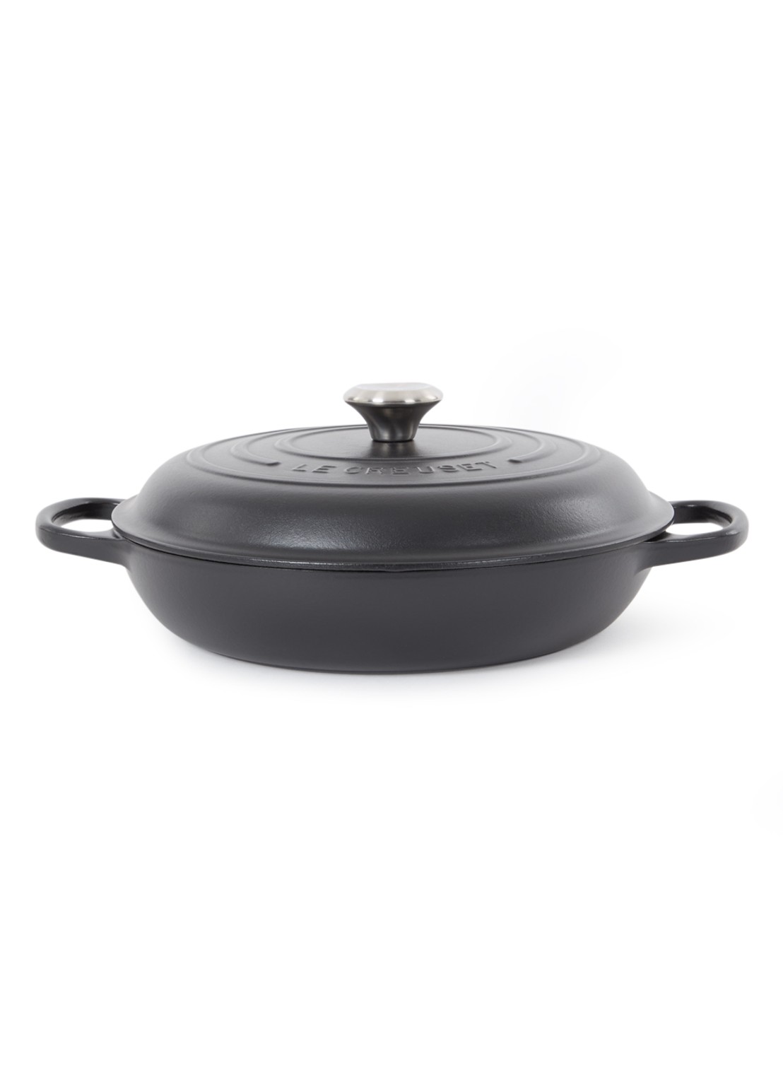 Le Creuset Signature braadpan Ø30 cm - voorkant 2 mat zwart / zwart